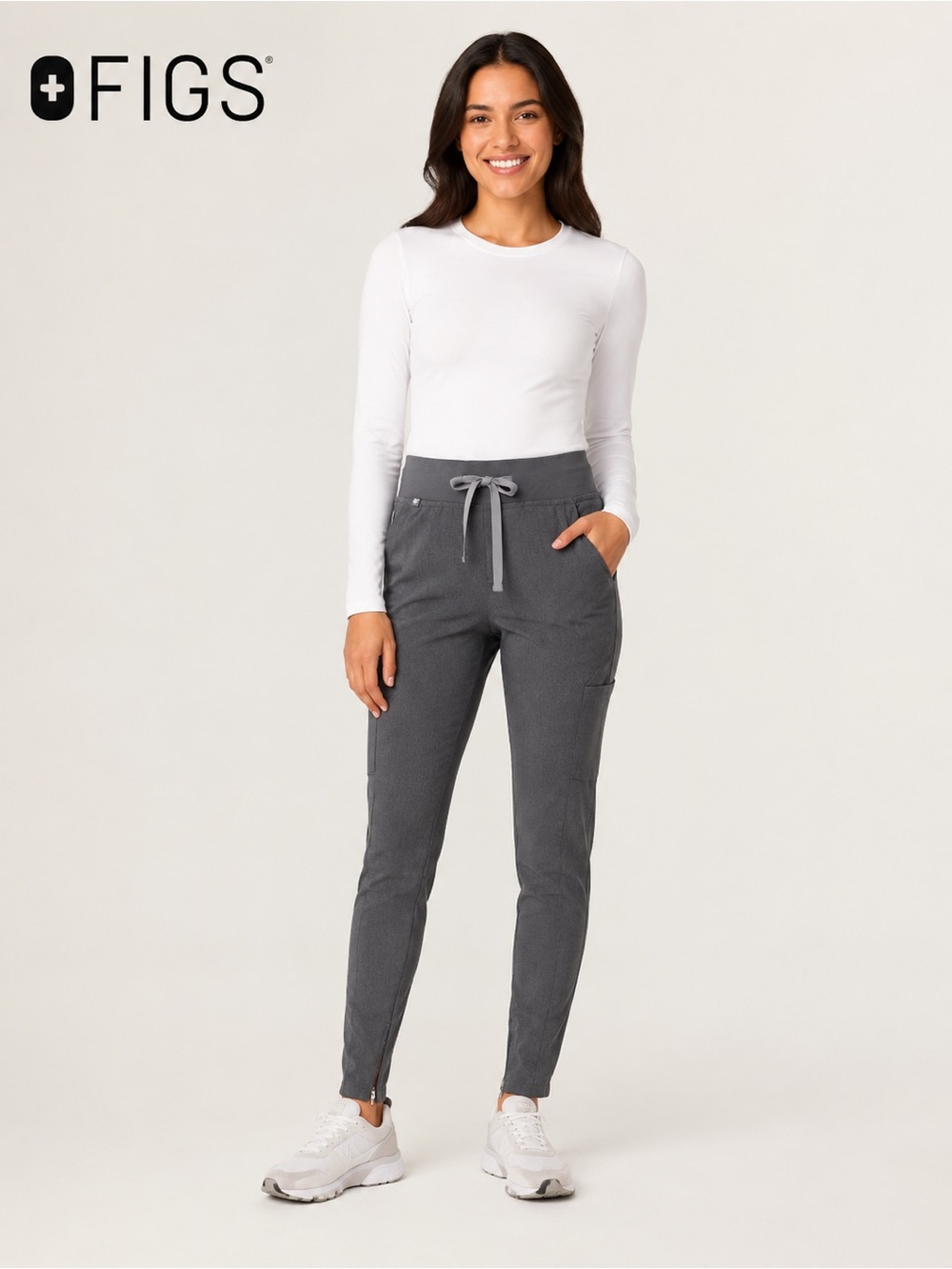 FIGS High-Waisted Yola Skinny Scrub Pants Gray Size Small